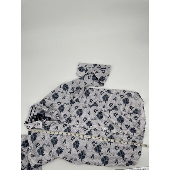 Eight X Floral Polka Dot Slim Fit Long Sleeve Button Up Shirt Classic White - Picture 8 of 8